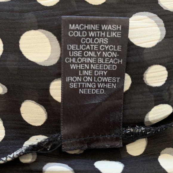 Avenue Black White Polka Dot Top Women 26/28 Button Up Scoop Neck - Picture 12 of 12